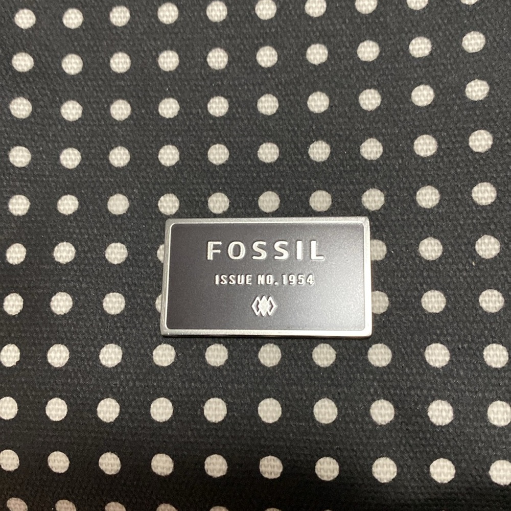 Fossil Dawson Fldovr tote black and white polka dots NWT - Picture 2 of 10